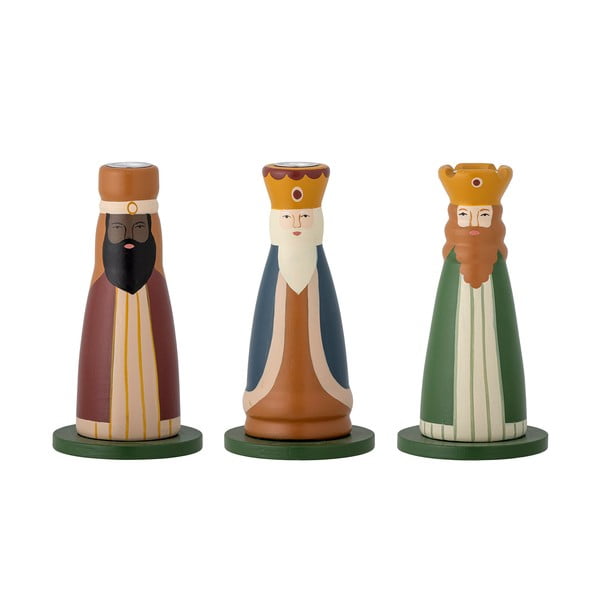 Дървени свещници в комплект за чаена свещ 3 бр. с коледни мотиви Betiel – Bloomingville