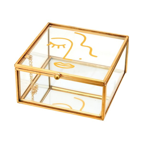 Кутия за бижута със златни детайли Abstract Face - Sass & Belle