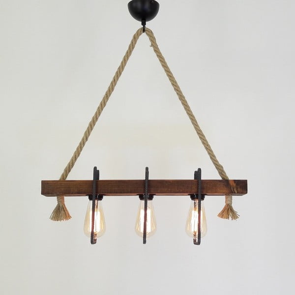 Дървено таванно осветително тяло Demir, 3 крушки - Opviq lights-image-3