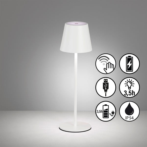 Бяла LED настолна лампа с метален абажур (височина 36,5 cm) Viletto – Fischer & Honsel-image-3