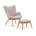 Светлорозов фотьойл с табуретка от рипсено кадифе Niko – Ropez