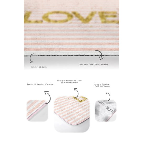 Розови кадифени постелки за баня в комплект от 2 бр. 60x100 cm Love – Mila Home-image-3