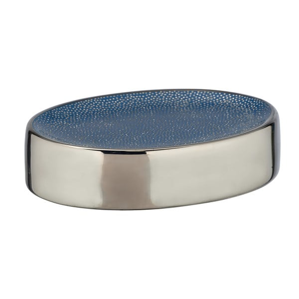 Синя керамична сапунерка със сребърни детайли Badi - Wenko