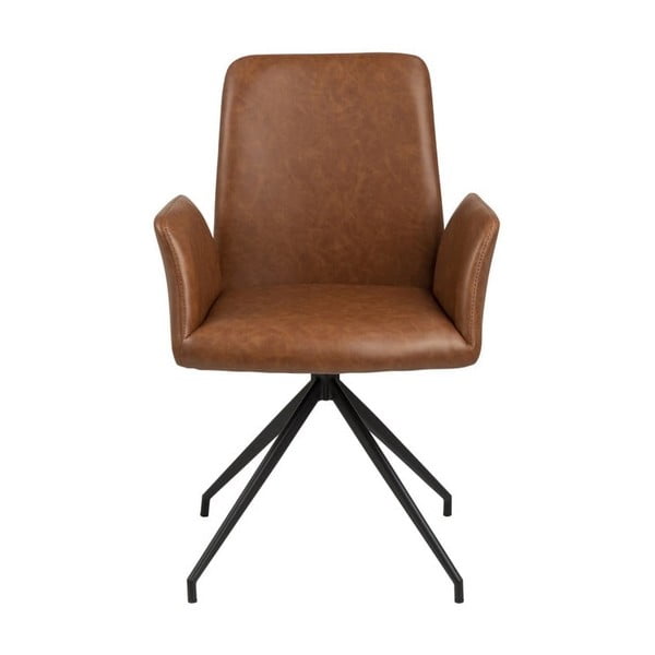 Тапициран трапезен стол с подлакътници в цвят кафяв коняк Naya – Actona-image-2