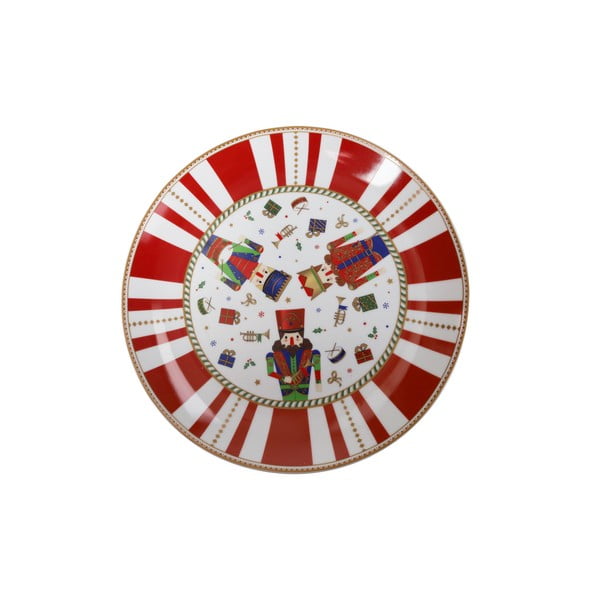Червена/бяла коледна порцеланова чиния ø 30 cm Piatto - Brandani