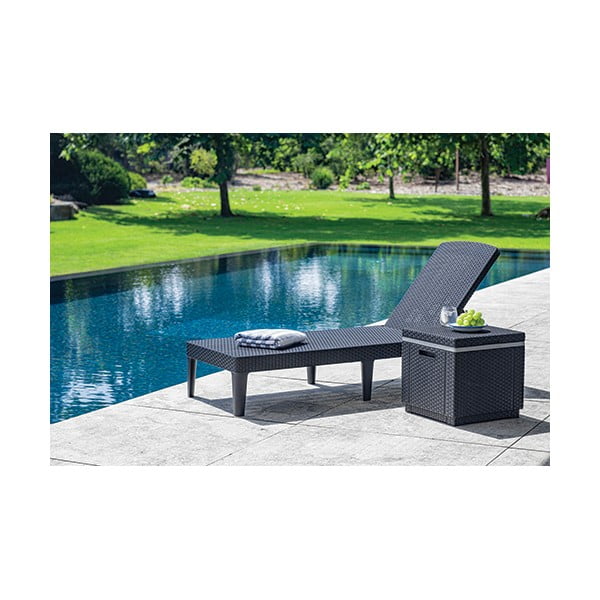 Тъмносив градински шезлонг от изкуствен ратан Jaipur – Keter-image-1