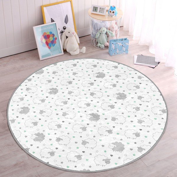 Детски килим в светло сиво и бяло ø 80 cm Comfort - Mila Home-image-2