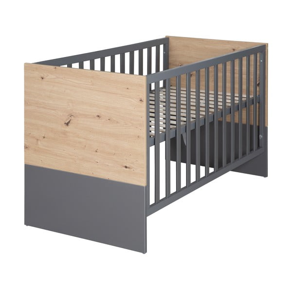 Детско креватче в сив и естествен цвят 60x120 cm Anna – Roba