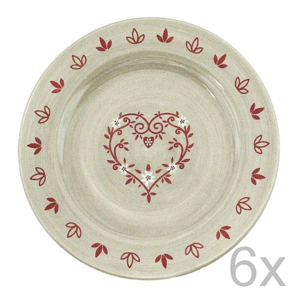 Sada keramických talířů Antic Line Heart 20 cm (6 ks)