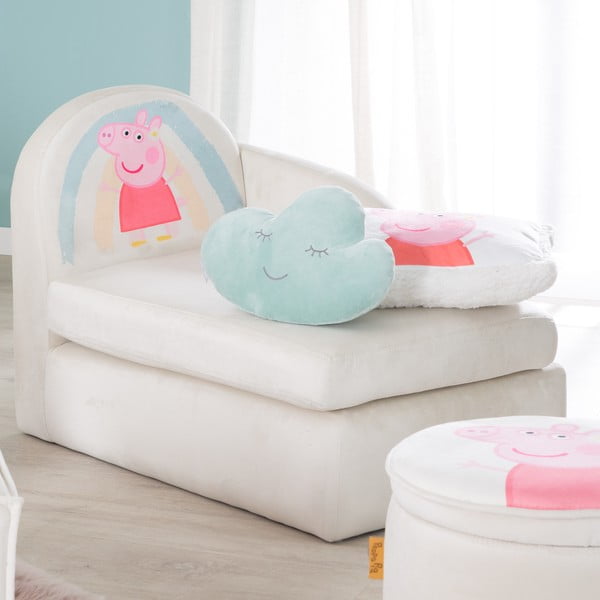 Бял кадифен детски диван 75 cm Peppa Pig – Roba-image-1