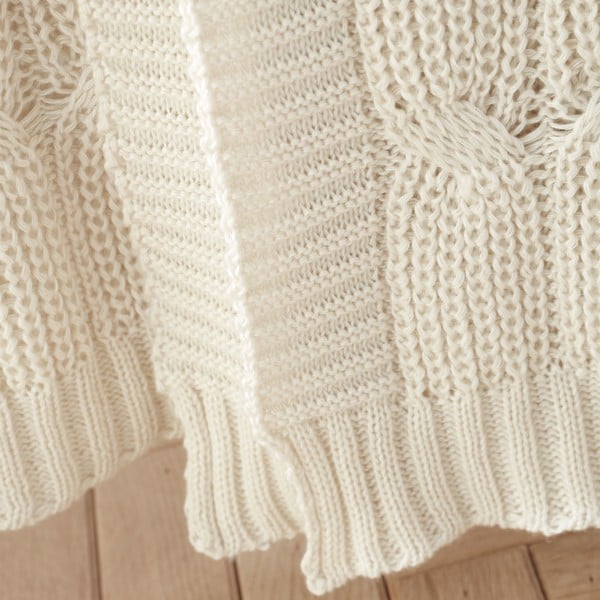 Бяло-бежово плетено одеяло 130x170 cm Chunky Marl Knit – Catherine Lansfield-image-2