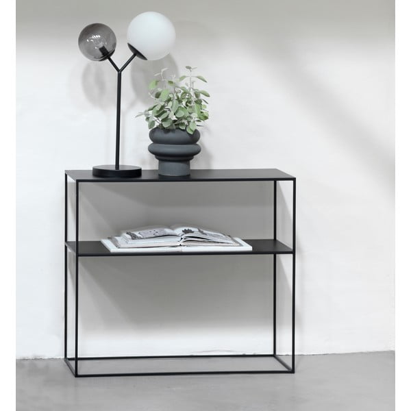Черна метална конзолна маса 35x90 cm Pebble – Unique Furniture-image-1