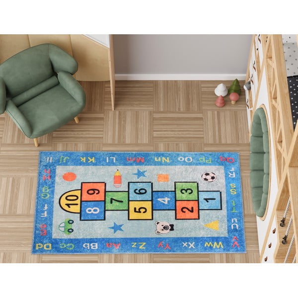 Синьо  детско килимче за игра подходящо за пране 100x160 cm Hopscotch Blue – Vitaus-image-1