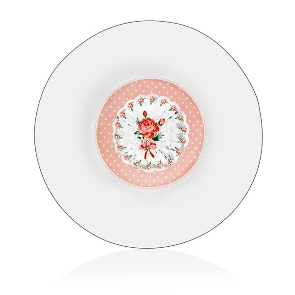 Skleněný stojan na dortíky s růžovým detailem Mezzo Mimoza