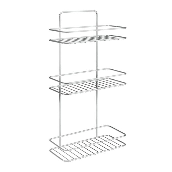 Висящ стоманен рафт за баня без пробиване в блестящо сребрист цвят Luxy – Metaltex