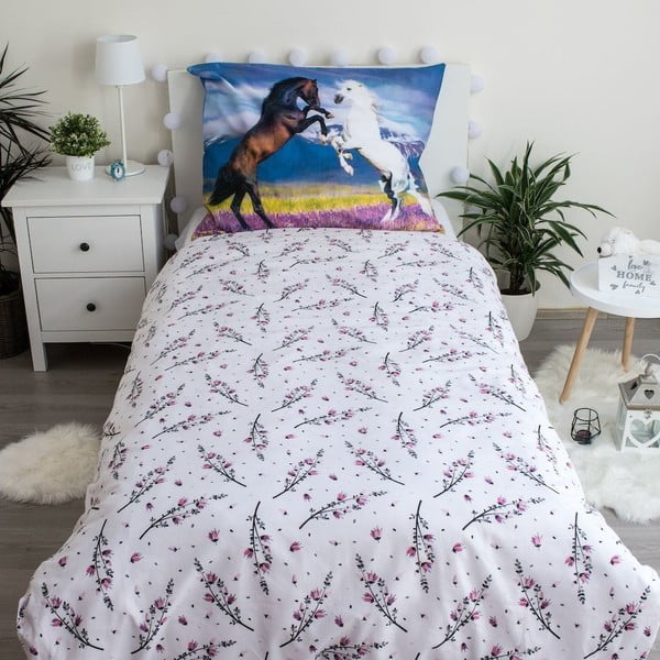 Единично  памучно детско спално бельо 140x200 cm Horse "Meadow" – Jerry Fabrics-image-2