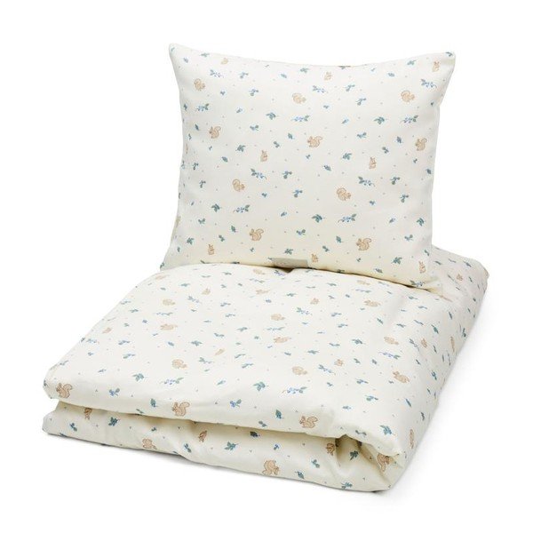 Кремаво единично  детско спално бельо от органичен памук 140x200 cm Blueberries – Cam Cam Copenhagen