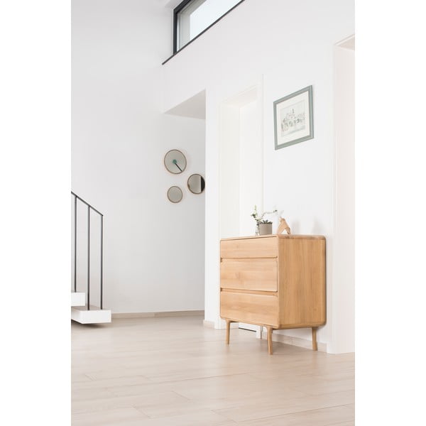 Масивен дъбов скрин с 3 чекмеджета Fawn - Gazzda-image-1