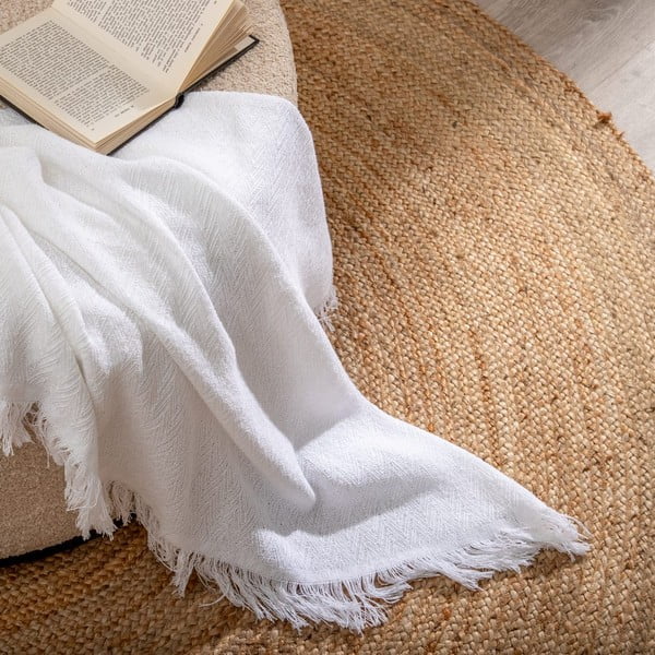 Бяло покривало за легло от рециклиран памук 260x280 cm Spike – Ixia-image-1