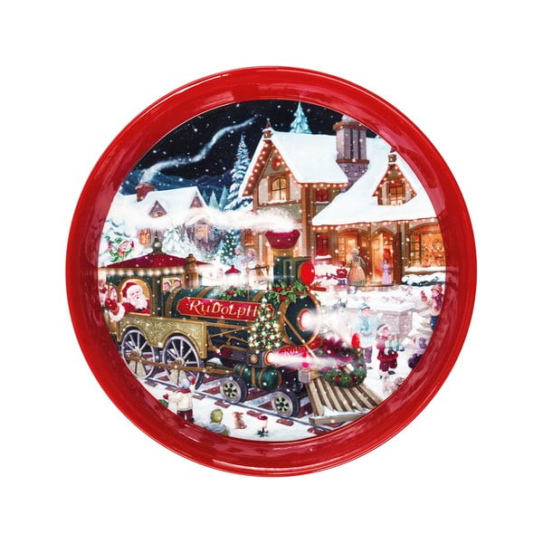 Кръгъл червен поднос с коледен мотив , ⌀ 38 cm Christmas - Brandani