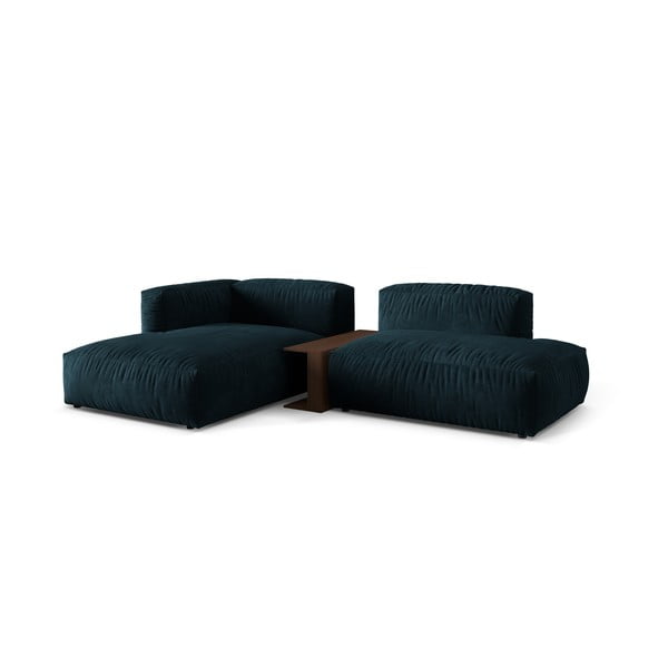 Тъмносин кадифен модулен ъглов диван (ляв ъгъл) Martina – Micadoni -image-1