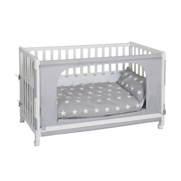 Бяло детско креватче на колела с балдахин 60x120 cm Little stars - Roba-image-1