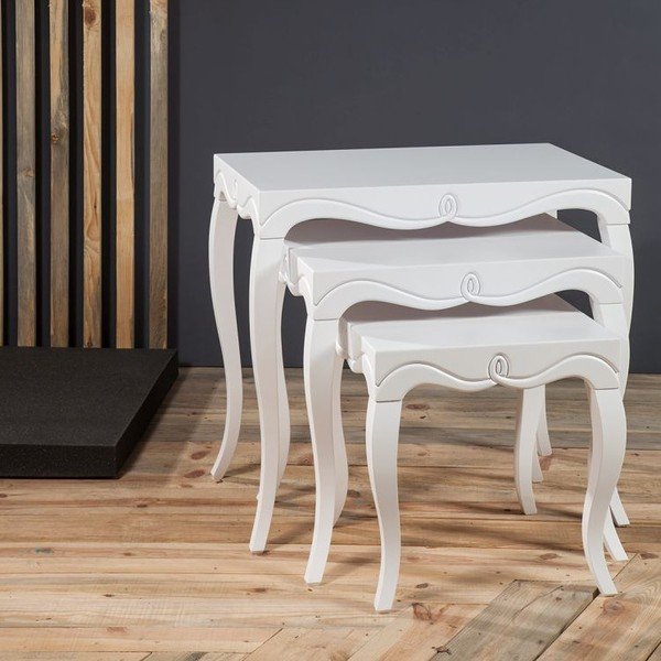 Sada 3 stolků Gablin Nesting White