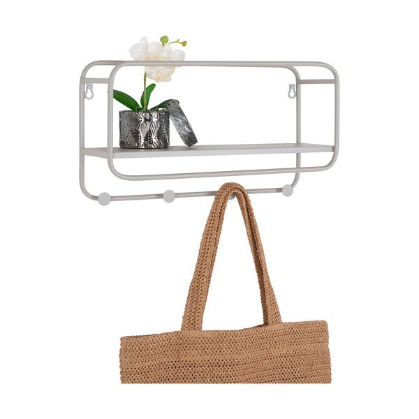 Светлосива метална стенна закачалка с рафт Feira – House Nordic-image-3
