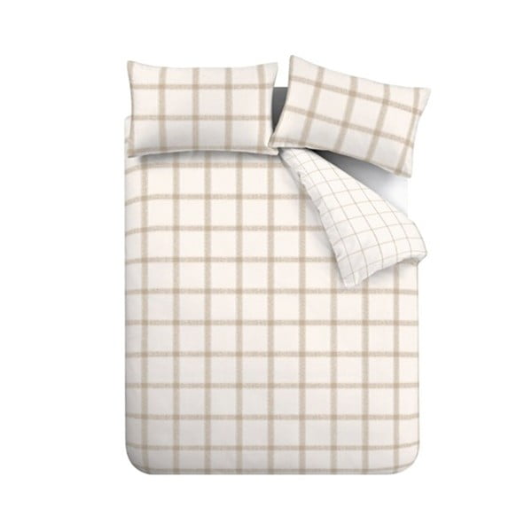 Бежово двойно  памучно спално бельо 200x200 cm Oxton Check – Bianca