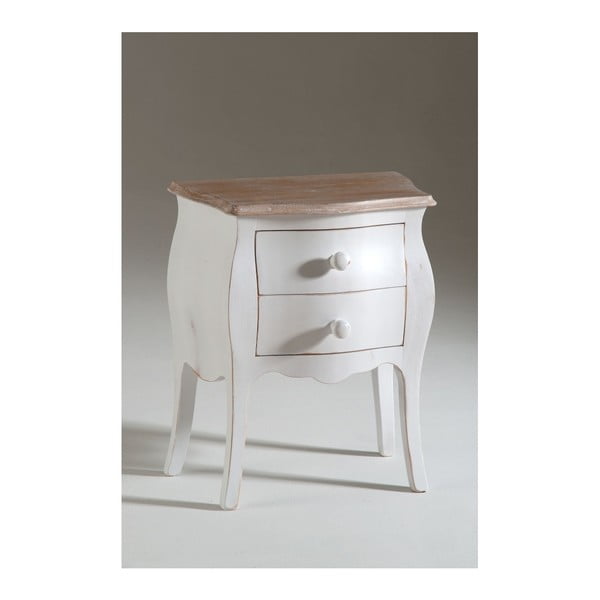 Bílý dřevěný noční stolek se 2 zásuvkami Castagnetti Isabelle