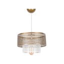 Бяло и златисто висящо осветително тяло с метален абажур ø 26,5 cm – Opviq lights