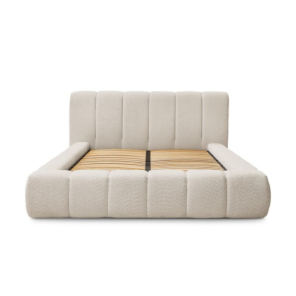 Бежово двойно тапицирано легло с място за съхранение с включена подматрачна рамка 160x200 cm Denali – Bobochic Paris-image-3