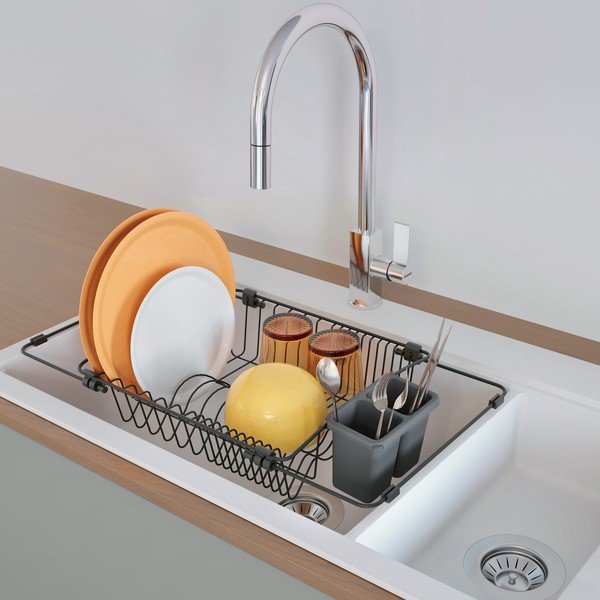 Матирана черна стоманена тава за оттичане Lava - Metaltex-image-1