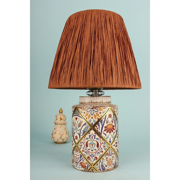 Теракотена настолна лампа с абажур от хартиен шнур (височина 40 cm) Alev – Opviq lights-image-1