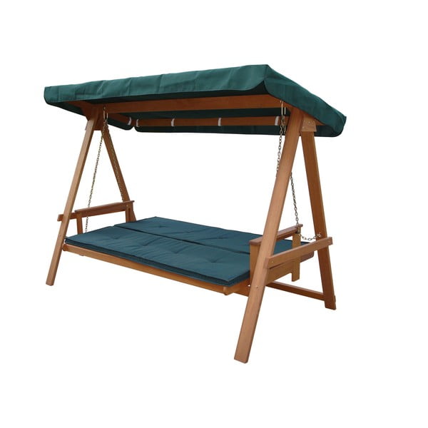 Зелена дървена градинска люлка Vegas Lux - Rojaplast-image-1