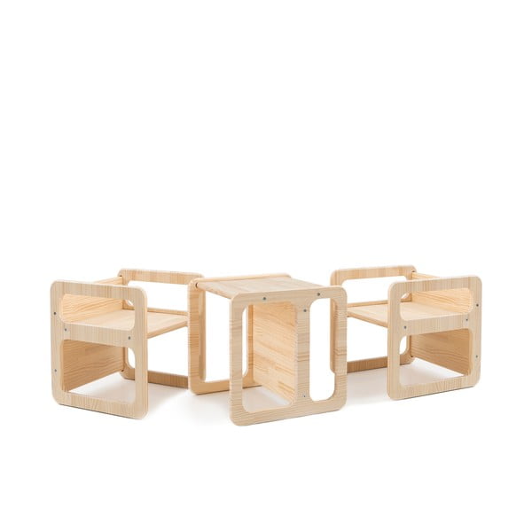 Дървени детски столове в комплект от 3 броя Natural - Little Nice Things