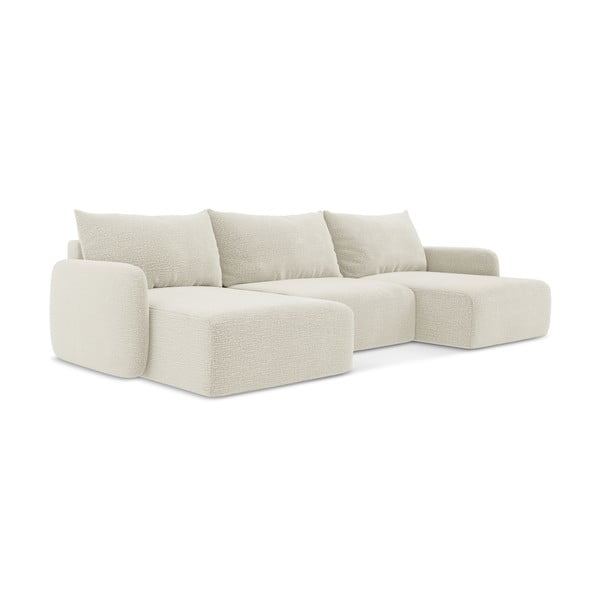 Кремав разтегателен ъглов диван с място за съхранение Kalena – Makamii-image-1