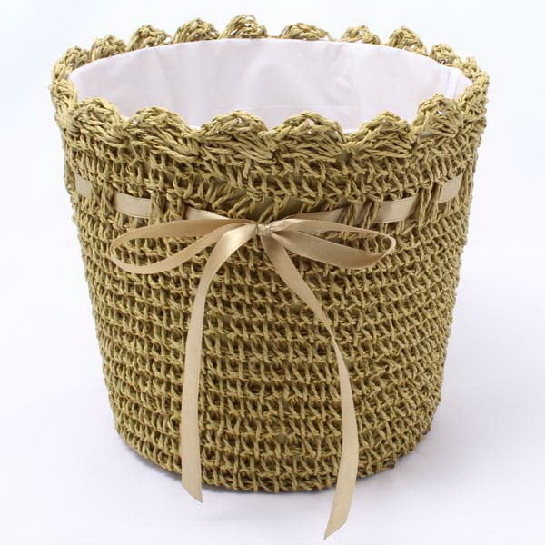 Khaki zelený pletený obal na květináč Dakls, ⌀ 24 cm
