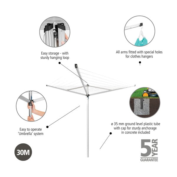 Градинска сушилня за дрехи в сребрист цвят 30 m Essential – Brabantia-image-4