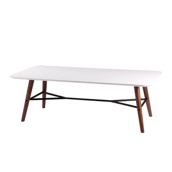 Bílý konferenční stolek s nohami v dekoru tmavého dřeva sømcasa Mattias