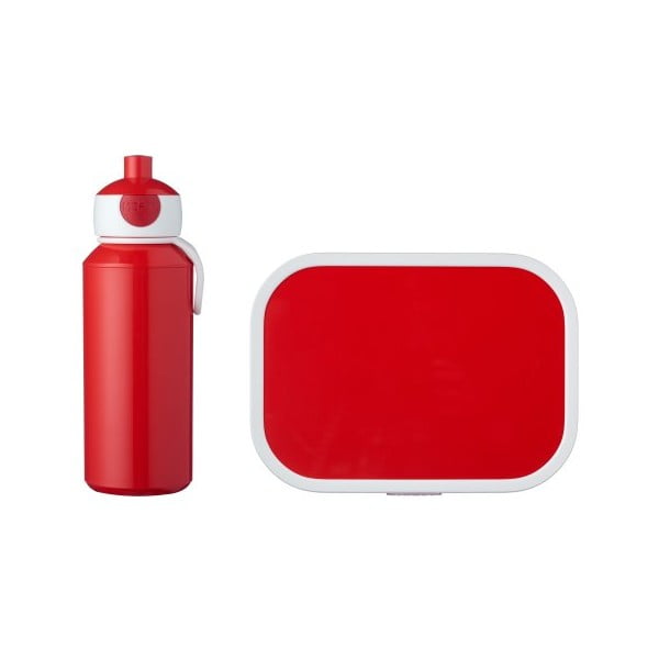 Комплект червена кутия за закуски и бутилка за вода Campus - Mepal