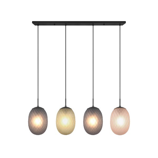 Матово черно висящо осветително тяло със стъклен абажур Facette – Trio-image-4