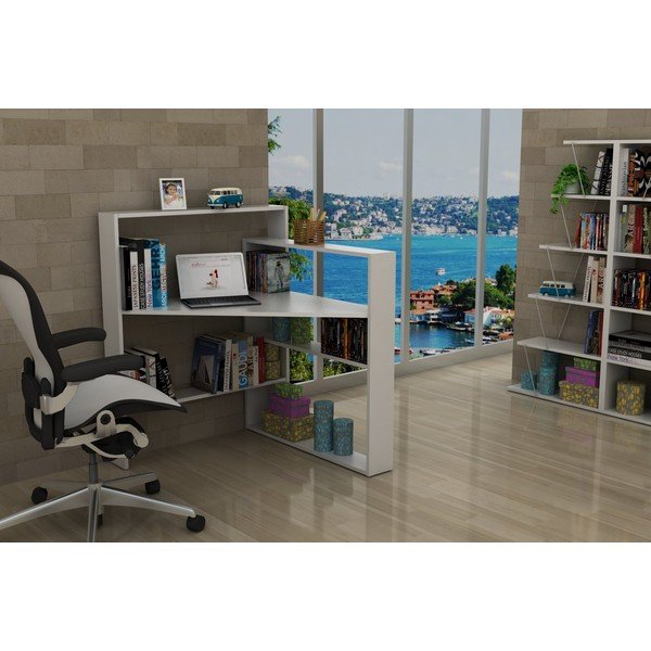 Bílý pracovní stůl s úložnými prostory Rafevi Pisagor-image-4