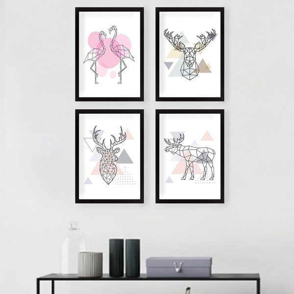 Картини в комплект 4 бр. 24x29 cm Geometric Animals – Wallity-image-1