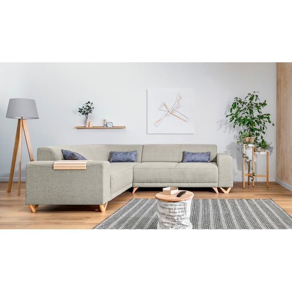 Бежов разтегателен/с място за съхранение ъглов диван (ляв ъгъл/L форма) Classy Sophie – Miuform-image-1