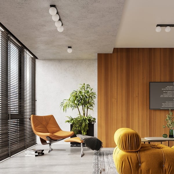 Черна лампа за таван със стъклен абажур ø 12 cm Umerta - Sollux-image-3