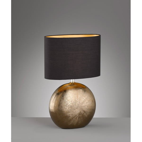 Черна и бронзова керамична настолна лампа с текстилен абажур (височина 53 cm) Foro – Fischer & Honsel-image-1