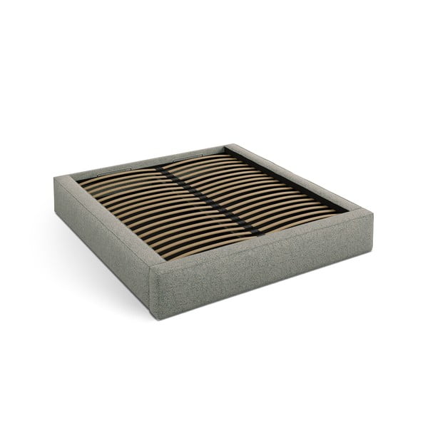 Зелено двойно легло 200x200 cm тапицирано с място за съхранение с включена подматрачна рамка Simon Olivia – Micadoni -image-2