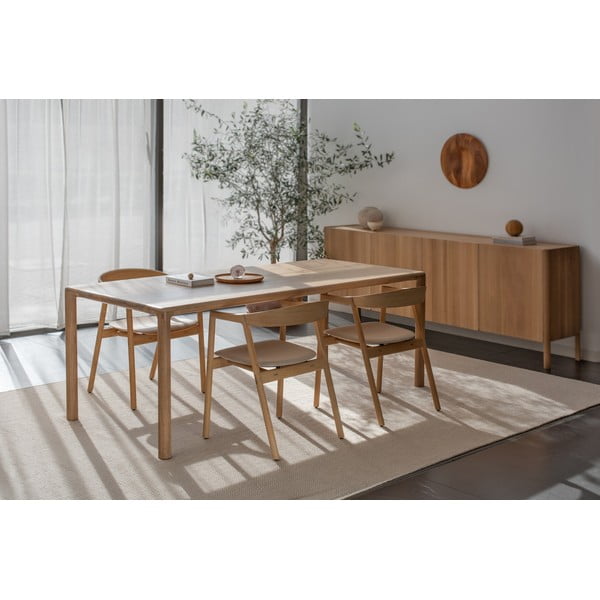 Трапезен стол от масивна дъбова дървесина със сива седалка Muna - Gazzda-image-3