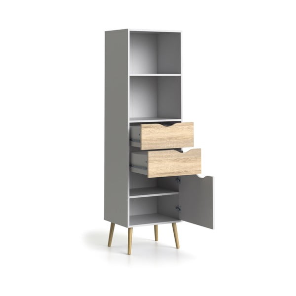 Бяла етажерка за книги в дъбов декор 50x171 cm Oslo - Tvilum-image-3